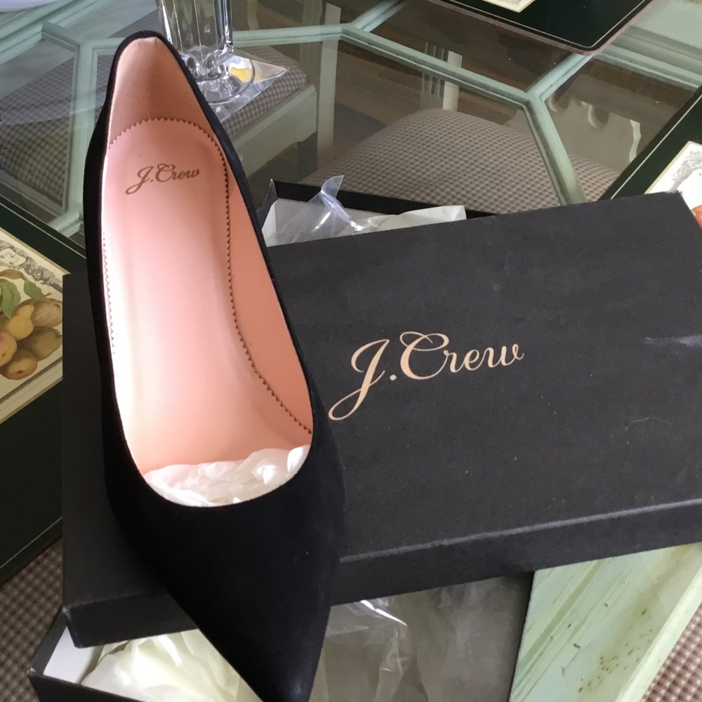 J. Crew Black Suede Pointed-Toe Pump